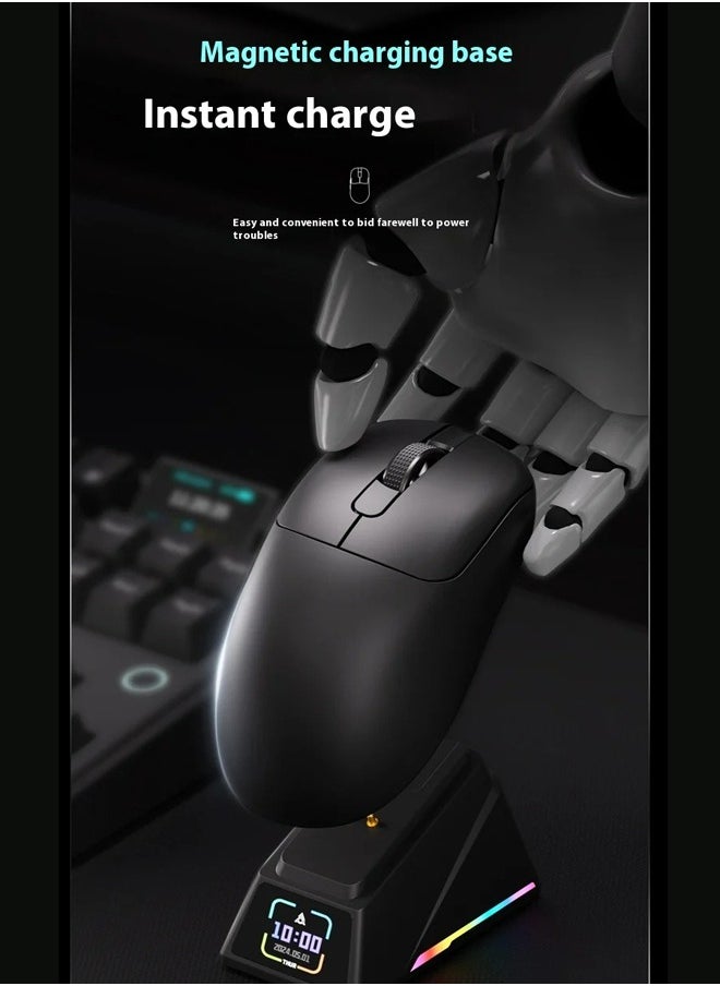 آجاز ماوس جيمينج AJ179 APEX ثلاثي الأوضاع، فئران ألعاب لاسلكية بدقة 8K، حتى 42 ألف نقطة في البوصة، خفيفة الوزن للغاية، قاعدة شحن مغناطيسية مع شاشة TFT، مستشعر Pixart PAW3950، مفتاح HUANO بسرعة 100 مليون نقرة، فئران ثلاثية الأوضاع، لأجهزة الكمبيوتر الشخصية/ماك، أسود  - Image 2