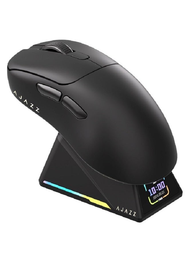 آجاز ماوس جيمينج AJ179 APEX ثلاثي الأوضاع، فئران ألعاب لاسلكية بدقة 8K، حتى 42 ألف نقطة في البوصة، خفيفة الوزن للغاية، قاعدة شحن مغناطيسية مع شاشة TFT، مستشعر Pixart PAW3950، مفتاح HUANO بسرعة 100 مليون نقرة، فئران ثلاثية الأوضاع، لأجهزة الكمبيوتر الشخصية/ماك، أسود  - Image 1