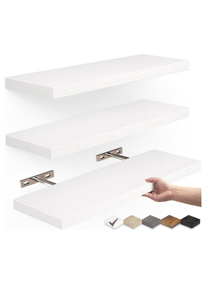 XiuWoo 3-Pack Wood Wall Mounted Floating Shelves, Rustic Display Shelves, Home Storage Rack, Hanging Shelf, Bathroom Organizer Shelf for Home, Office  - Image 1