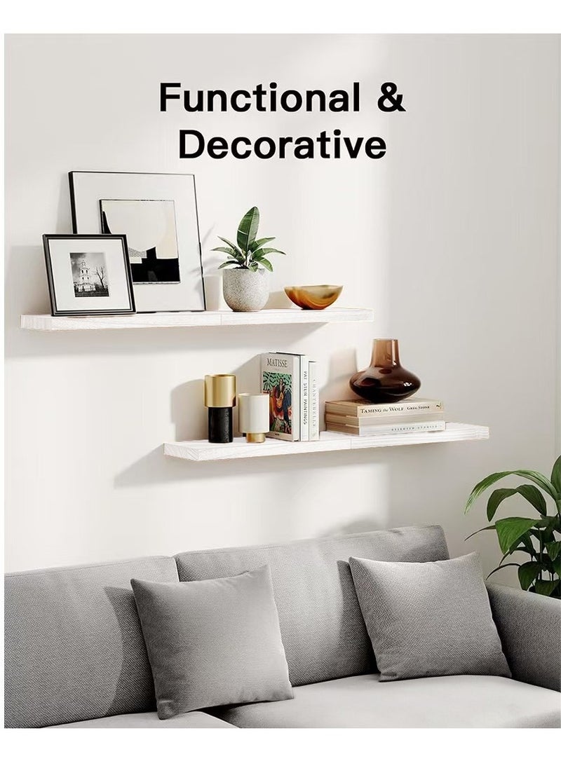 XiuWoo 3-Pack Wood Wall Mounted Floating Shelves, Rustic Display Shelves, Home Storage Rack, Hanging Shelf, Bathroom Organizer Shelf for Home, Office  - Image 3