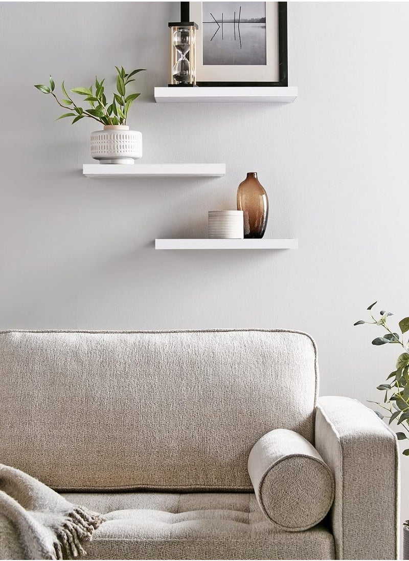XiuWoo 3-Pack Wood Wall Mounted Floating Shelves, Rustic Display Shelves, Home Storage Rack, Hanging Shelf, Bathroom Organizer Shelf for Home, Office  - Image 5