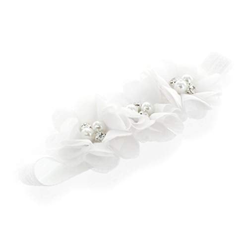 My Lello Baby Flower Headbands Fabric Beaded Trio Stretchy Elastic Pair (Light Pink/White) - Image 5