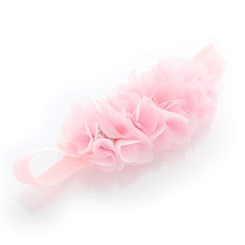 My Lello Baby Flower Headbands Fabric Beaded Trio Stretchy Elastic Pair (Light Pink/White) - Image 4
