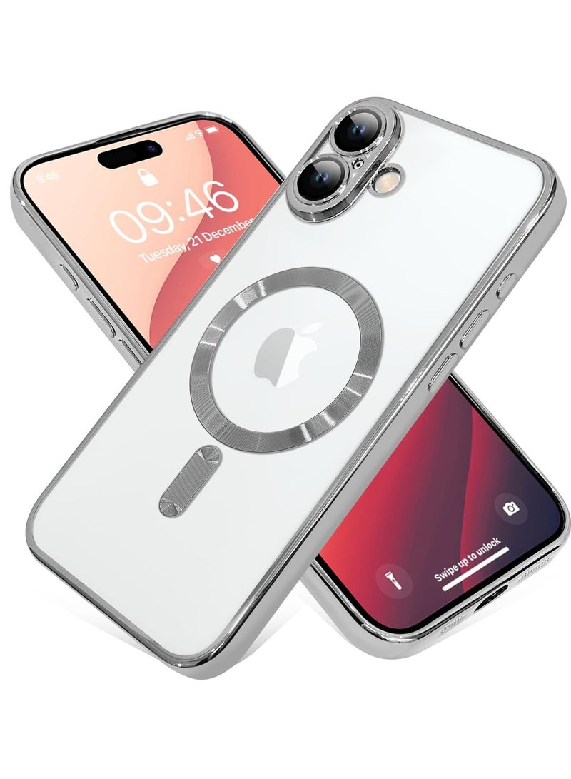 ELTRAZONE iPhone 16 Magnetic Case with Built-in Camera Lens Protector – MagSafe Compatible, Soft TPU Anti-Scratch Shockproof Slim Clear Cover for Women & Men, Silver - Image 4