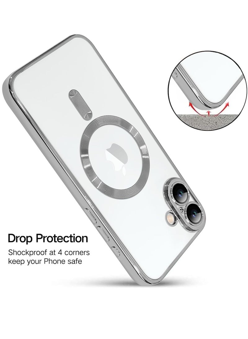 ELTRAZONE iPhone 16 Magnetic Case with Built-in Camera Lens Protector – MagSafe Compatible, Soft TPU Anti-Scratch Shockproof Slim Clear Cover for Women & Men, Silver - Image 5