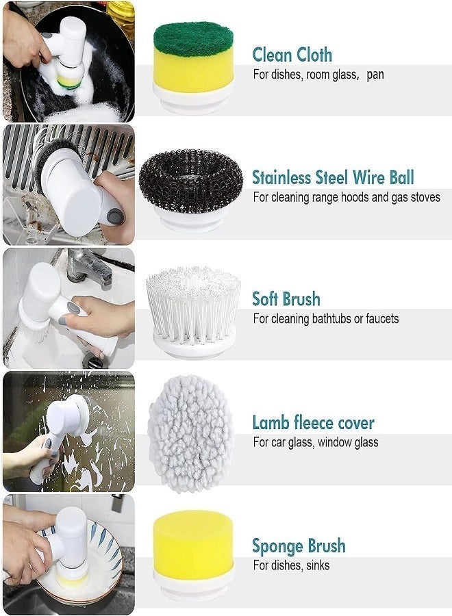 Electric Cleaning Brush, Electric Spin Scrubber, Wireless Electric Cleaning Brush, Handheld Electric Spin Scrubber, with 5 Replaceable Brush Heads, for Floor, Wall, Tile, Toilet, Window, Sink - Image 4
