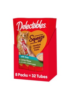 Hartz Hartz Delectables Squeeze Up Creamy Squeezable Puree, Lickable Wet Cat Treats, Grain Free, No Added Fillers, No by-Products, No Added Preservatives, 0.5 Ounces Tube Tuna with Catnip, 32 Tubes Total  - Image 1