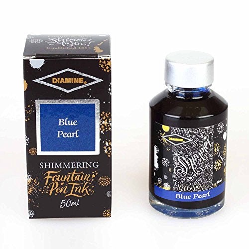 Diamine Fountain Pen Bottled Ink, 50ml - Shimmering Blue Pearl - Image 1