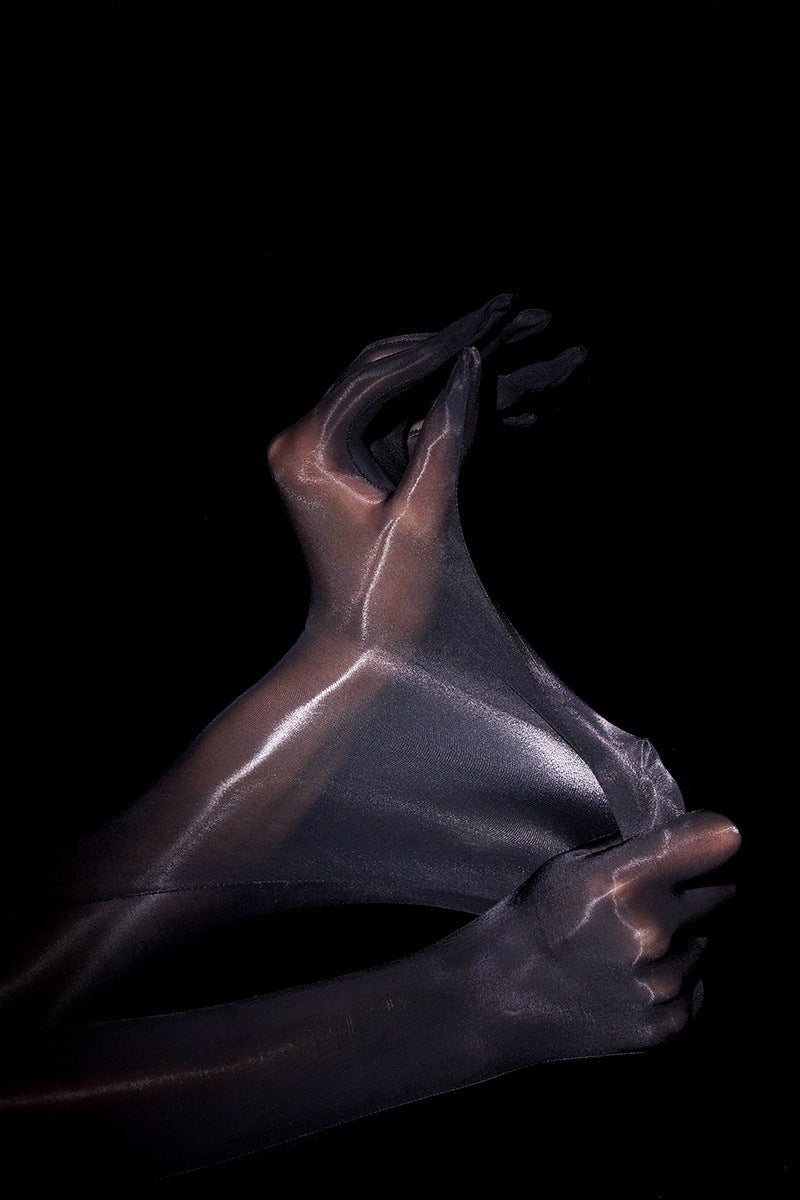Ultra-Thin Silk Gloves Five-Finger Stockings Grey - Image 3