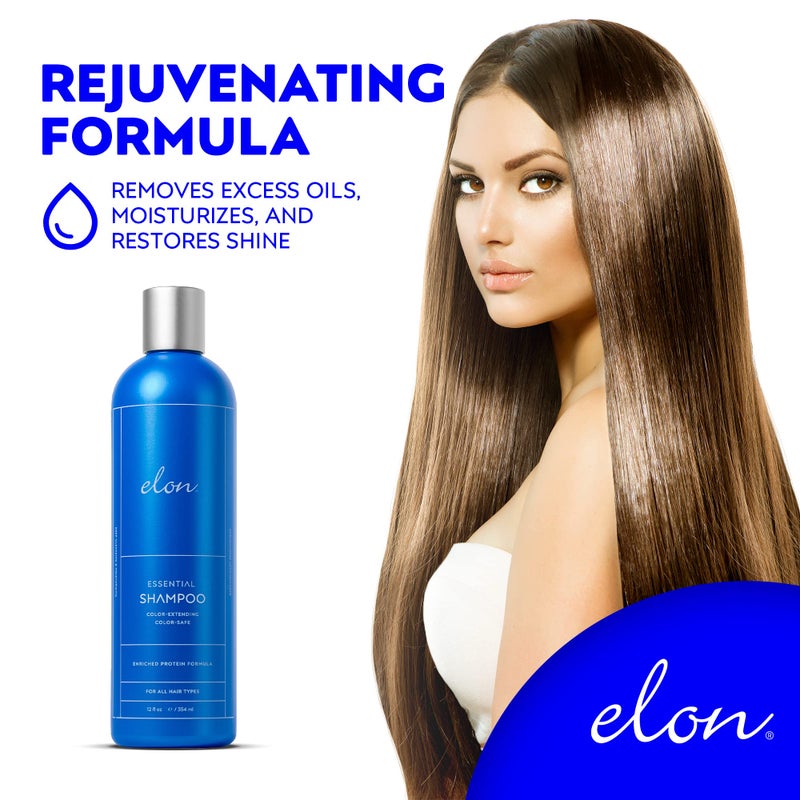 Elon شامبو إيلون الأساسي للشعر التالف — للشعر الجاف، آمن للألوان ويمتد بالألوان، شامبو إصلاح وترطيب الشعر — خالي من الكبريتات وخالي من البارابين (12 أونصة سائلة) - Image 4