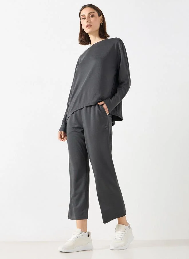 ADOT by Splash Solid Track Pants with Drawstring Waist and Pockets