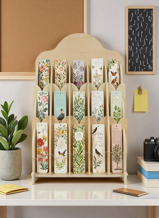 Ebrima Bookmark Display Stand, Wood Bookmark Holder Display for 2”, Adjustable Stand, 15 Compartments, Portable Versatile Holder for Vendor, Craft Fairs, Retail Store Shop, Home decor - Image 3
