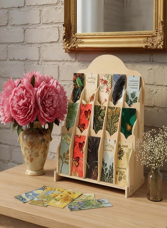 Ebrima Bookmark Display Stand, Wood Bookmark Holder Display for 2”, Adjustable Stand, 15 Compartments, Portable Versatile Holder for Vendor, Craft Fairs, Retail Store Shop, Home decor - Image 4