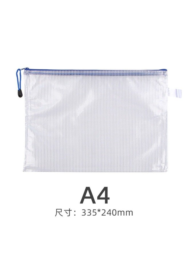 Transparent File Bag A4 Office Supplies Mesh Zipper Bag Stationery Pvc Waterproof Satchel Test Paper Information Bag - Image 1