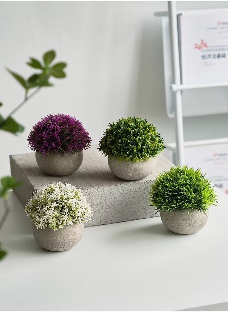 Arabest 4 Pots Artificial Plants,  Mini Fake Shrubs in Pots,  Small Faux Plants, Decor Artificial Greenery for Home Bedroom, Indoor Office Bathroom Farmhouse Room Coffee Table Decor  - Image 2