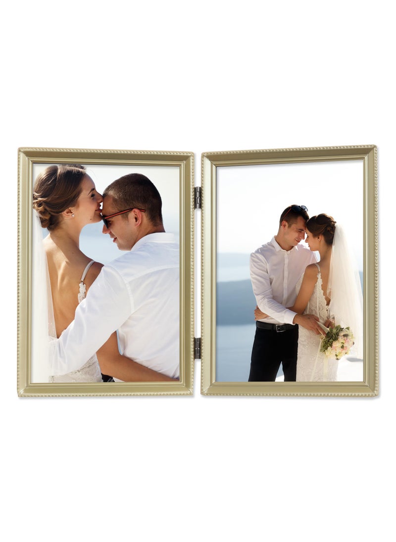 Lawrence Frames Lawrence Frames Bead Border Design 5x7 Double Satin Gold 
