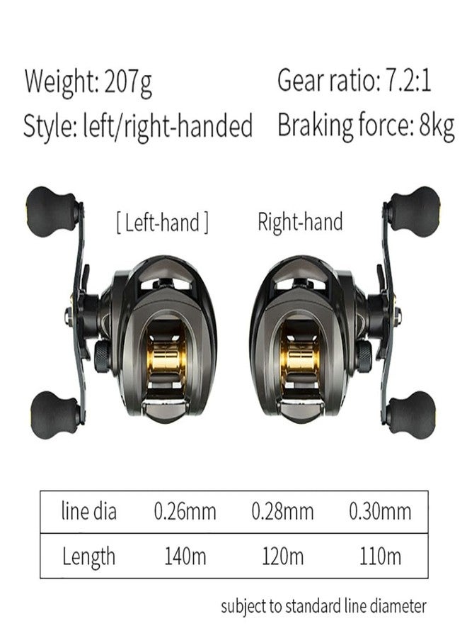 Gaderth Baitcasting Reels, 8KG Max Drag Baitcaster Reels, 7.2:1 Gear Ratio Fishing Baitcasting Reel, 12+1 BB Bait Caster Reel, Low-Profile Fishing Reel with Compact Design Right Hand - Image 3