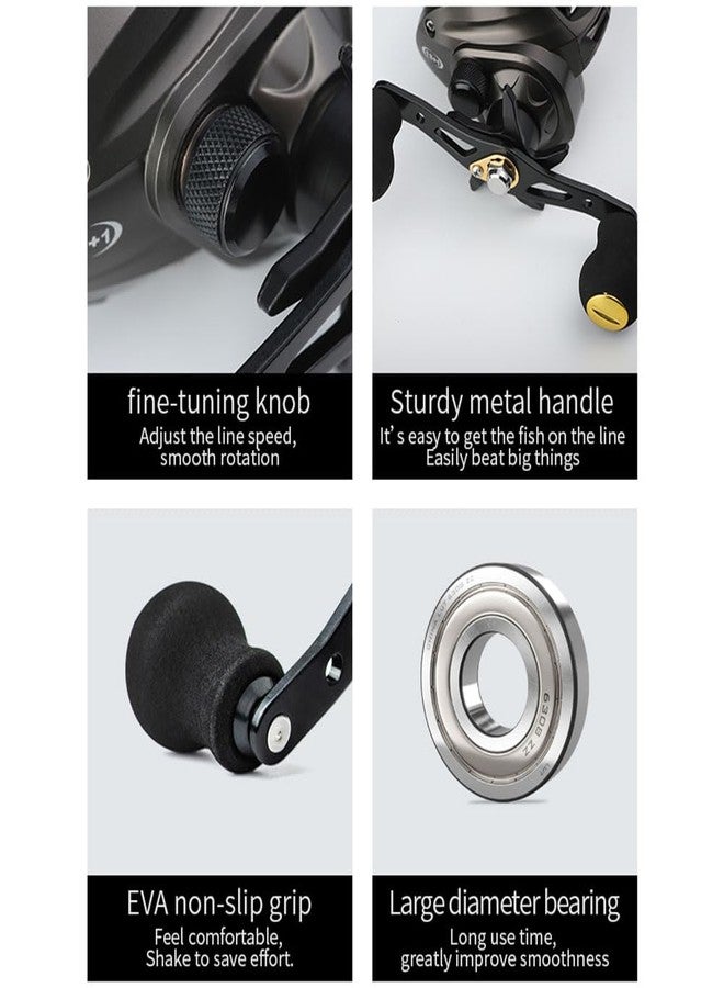 Gaderth Baitcasting Reels, 8KG Max Drag Baitcaster Reels, 7.2:1 Gear Ratio Fishing Baitcasting Reel, 12+1 BB Bait Caster Reel, Low-Profile Fishing Reel with Compact Design Right Hand - Image 4