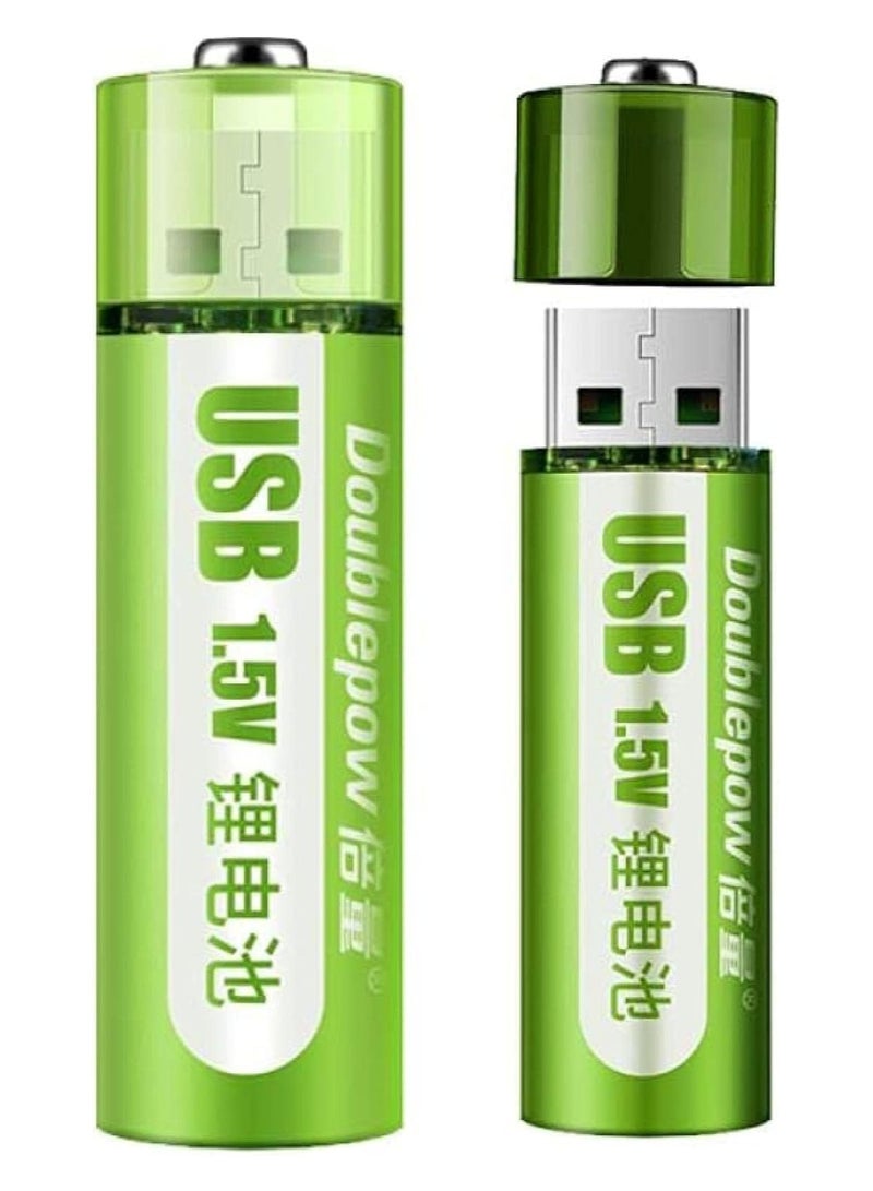 USB Rechargeable Batteries 1.5V 1800mAh USB Rechargeable AA Batteries Long-Lasting Power Reusable Batteries for Mouse/Toy/Remote Control/Shaver/Flashlight (4 Pcs)  - Image 1