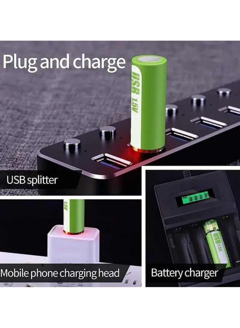 USB Rechargeable Batteries 1.5V 1800mAh USB Rechargeable AA Batteries Long-Lasting Power Reusable Batteries for Mouse/Toy/Remote Control/Shaver/Flashlight (4 Pcs)  - Image 3