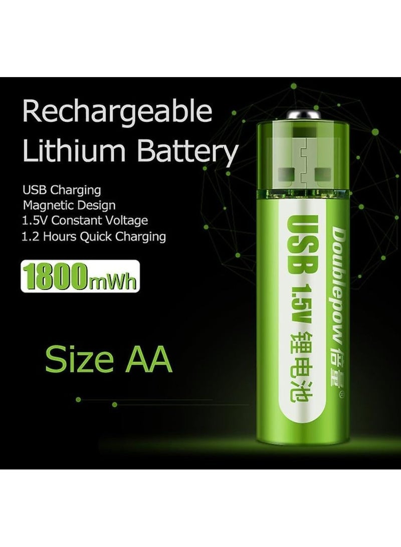 USB Rechargeable Batteries 1.5V 1800mAh USB Rechargeable AA Batteries Long-Lasting Power Reusable Batteries for Mouse/Toy/Remote Control/Shaver/Flashlight (4 Pcs)  - Image 5