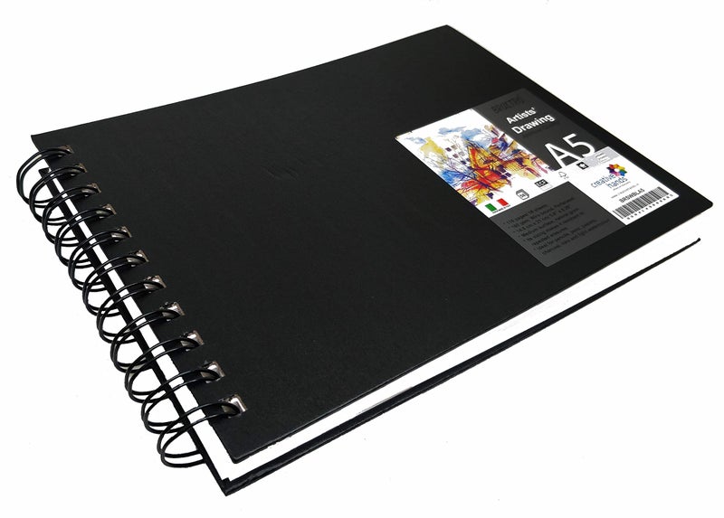 Brustro Artists Sketch Book Wiro Bound A5 Size, Landscape, 116 Pages,160 GSM (Acid Free) - Image 1