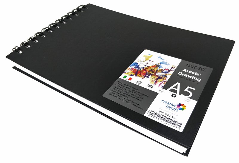 Brustro Artists Sketch Book Wiro Bound A5 Size, Landscape, 116 Pages,160 GSM (Acid Free) - Image 2