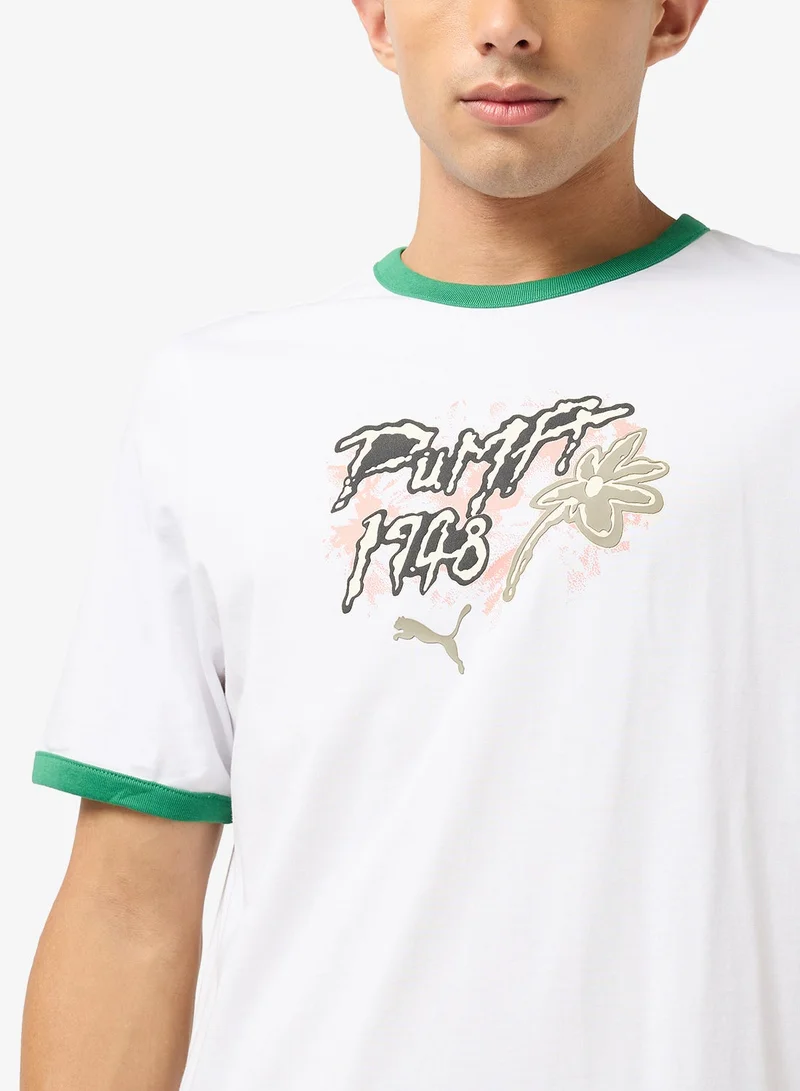 PUMA puma white-archive green Future Graphic Ringer T-Shirt for Men | Best Price UAE