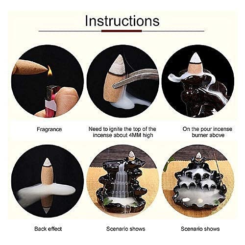 ND Fashion Beautiful Fountain Cones Dhoop Agarbattis Backflow Cones Waterfall Smoke Incense for puja and Meditation Flavor Scented Back Flow Smoke Cone for Fragrance (Pack of -60) - Image 3