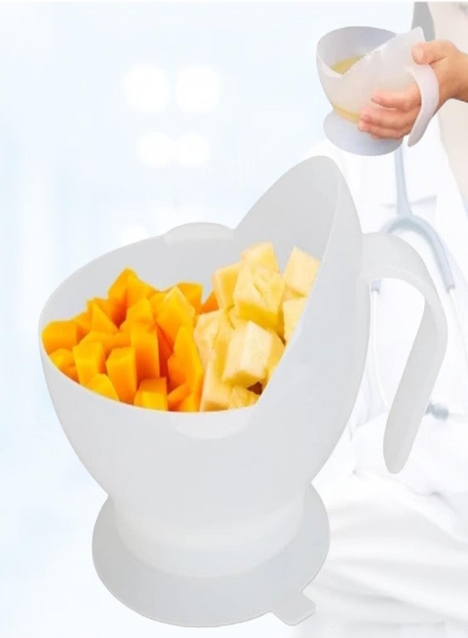 UKYCEORA Bowls with Suction Cup Base,Suction Bowls for Elderly,Adaptive Utensils,Parkinsons Aids for Living,Disability Aids for Daily Living,for Adults Parkinsons,Dementia,Stroke 0r Tremors(White) - Image 1