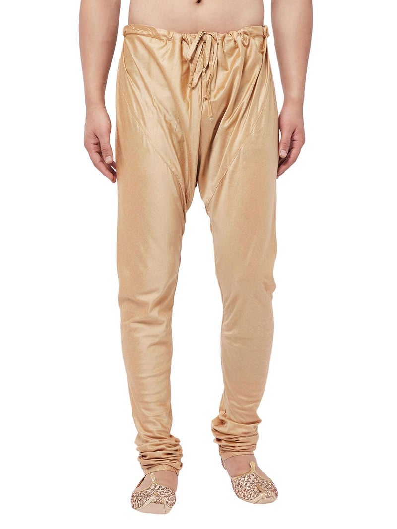 VASTRAMAY Men’s Rose Gold Viscose Blend Pyjama_VASMVPRG_42 | Comfortable Ethnic Bottom Wear for Weddings & Festivals - Image 1