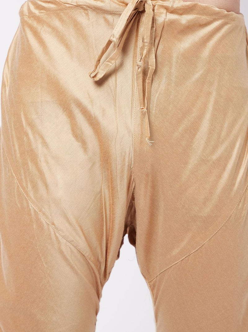 VASTRAMAY Men’s Rose Gold Viscose Blend Pyjama_VASMVPRG_42 | Comfortable Ethnic Bottom Wear for Weddings & Festivals - Image 4