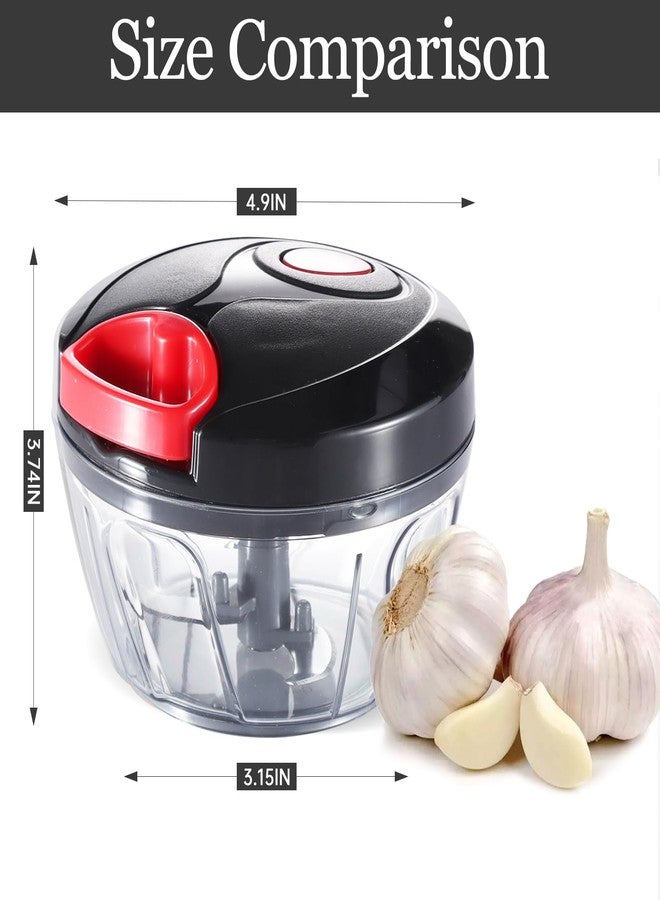 Cambom Manual Food Chopper Vegetable Cutter, Hand String Vegetable Chopper Onions Cutter for Vegetable Fruits Nuts BPA Free Food Safe Material, 550ml Black - Image 4