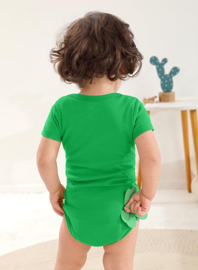 BesserBay My First St Patty Baby Boys Short Sleeve Shamrock Jumpsuit Cute Envelope Neck Bodysuit Green 3-6 Months - Image 5
