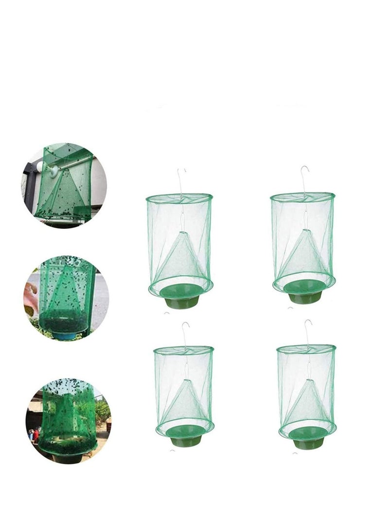 SYOSI Ranch Fly Trap with Bait Tray 4 Pack Outdoor Hanging Reusable Food Bait Flay Catcher Cage for Indoor Outdoor Parks Restaurants Farms, Most Effective Trap Kid and Animal Friendly - Image 1