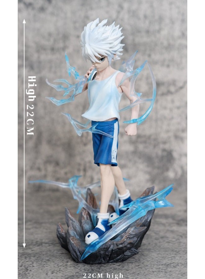 Halamodo Hunter x Hunter 23cm Standing Killua Zoldyck God speed Mode Figure, Desk Centerpiece and Birthday Gift - Image 2
