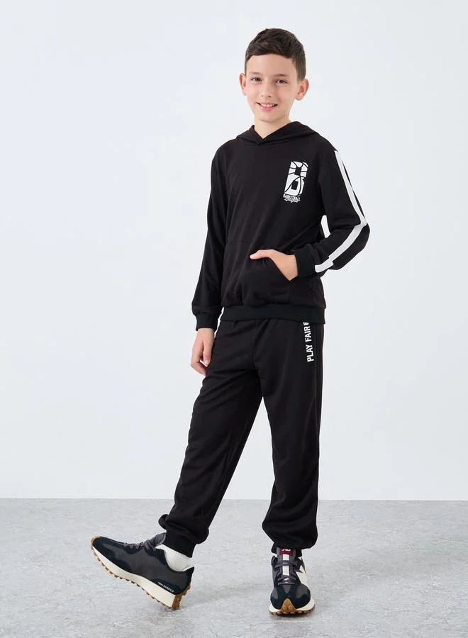 Styli Styli Teen Black Graphic Hoodie and Jogger Set