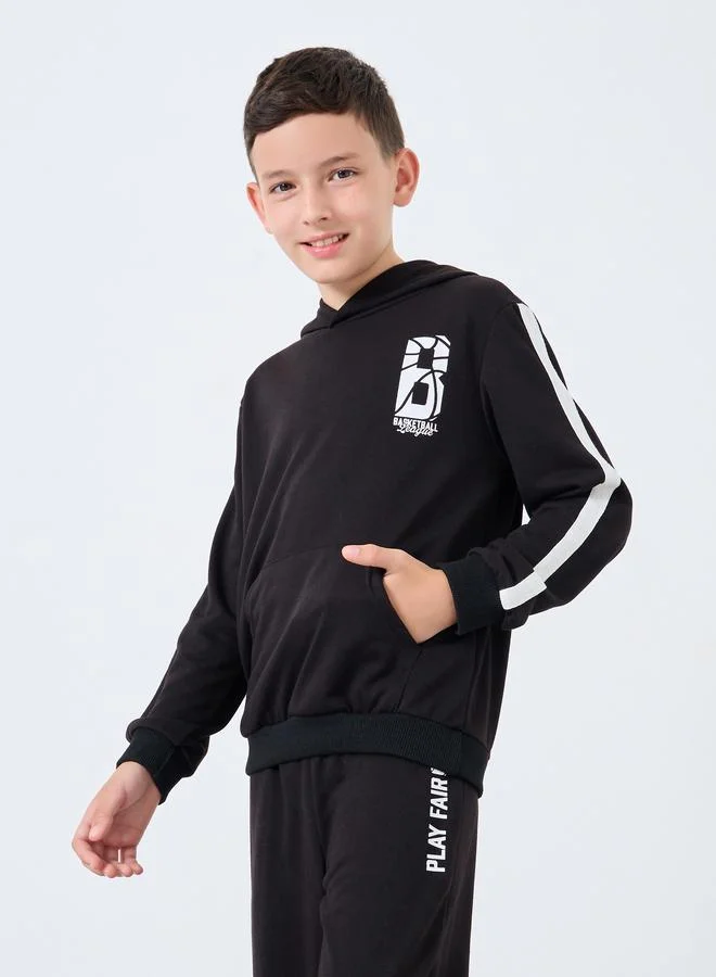 Styli Styli Teen Black Graphic Hoodie and Jogger Set
