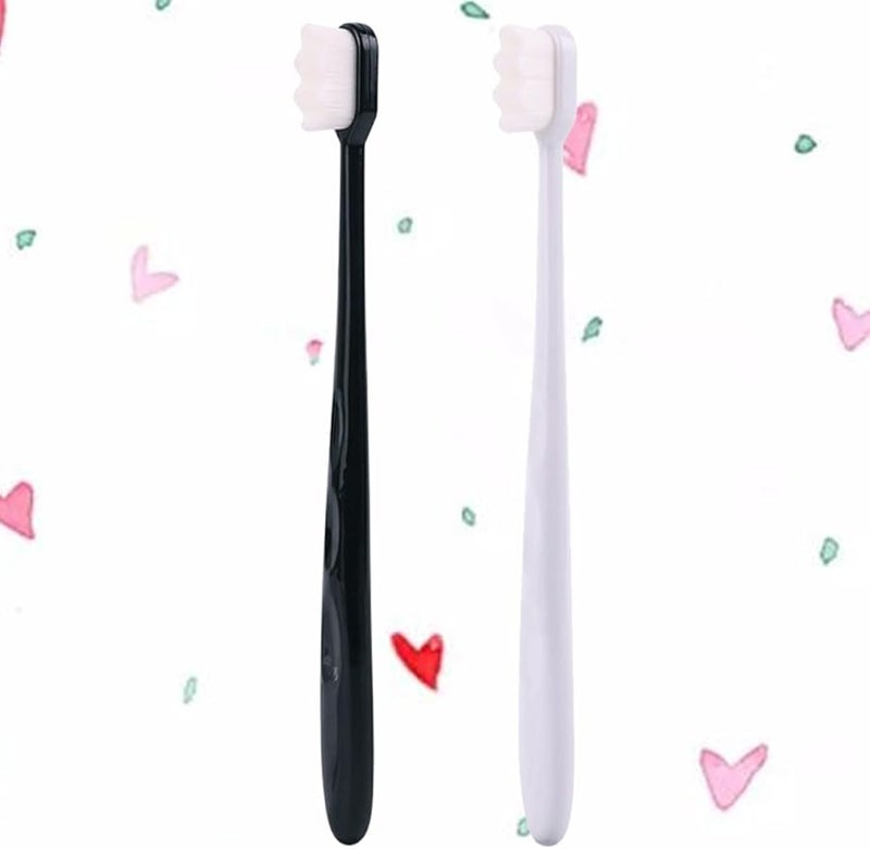 2PCS Wave Bristle Toothbrushes Soft Manual Bristles Ergonomic Plastic Handle Lightweight Portable for Travel Camping Home - Image 4