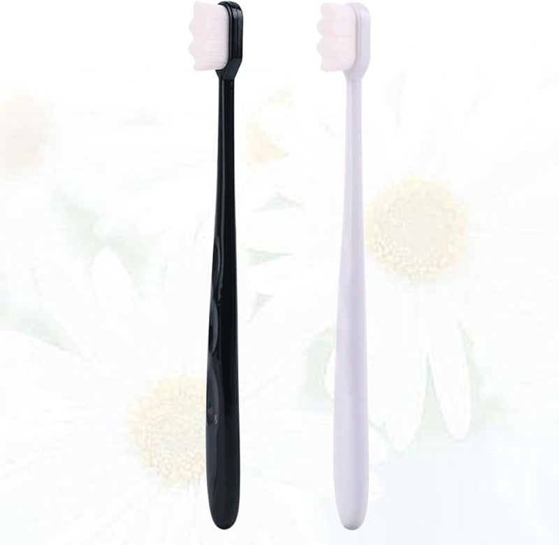 2PCS Wave Bristle Toothbrushes Soft Manual Bristles Ergonomic Plastic Handle Lightweight Portable for Travel Camping Home - Image 3