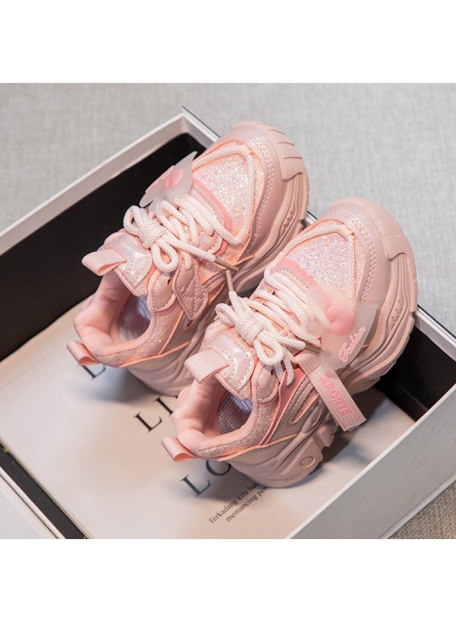 Girls' Shoes Spring  New Children's Princess Sports Shoes Girls' Fashion Sequined Soft Sole Dad's Shoes For Small And Medium-sized Children