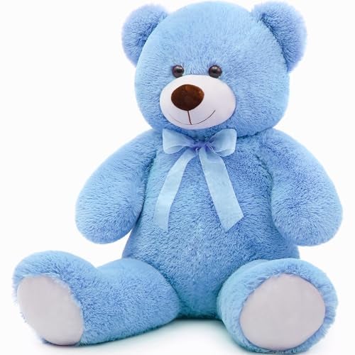 Toys Studio 36 inch Big Blue Teddy Bear Cute Stuffed Bear Plush Toy Giant Stuffed Animal for Girlfriend Kids Girls Gifts Christmas Valentines Day Birthday Baby Shower Decorations - Image 1