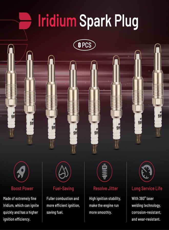BDFHYK Set of 8 Iridium Spark Plug Compatible with Expedition F150 F250 F350 F450, Compatible with Lincoln Mark LT Navigator,5.4L 6.8L V8 V10 Engine Replacement for SP515 SP546 - Image 4