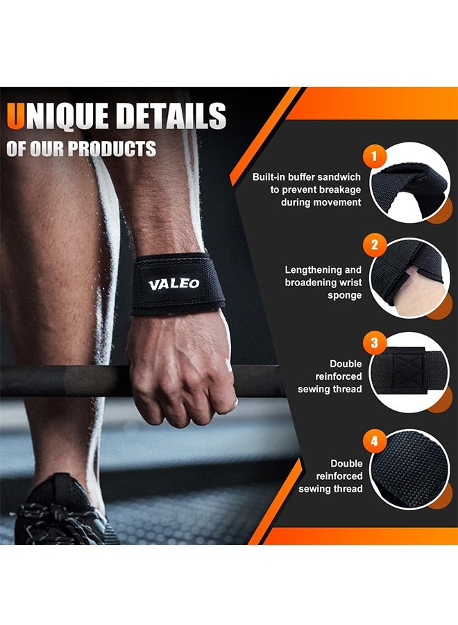 VALEO Weightlifting Wrist Wraps for Weightlifting, Hand Towels, Support for Weightlifters, Deadlift Straps, for Gym Workouts, Strength Training, Men's, Women's (Pair) - Image 2