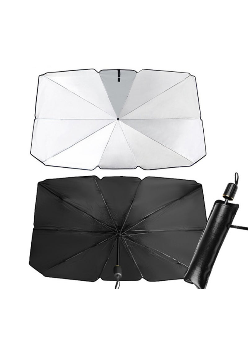 145cm*79cm Titanium Silver Large Sunshade Windshield Sunshade Accessories Foldable Sunshade Reflective Blocking Heat Sun Protection Suitable For Cars, Suvs, Commercial Vehicles - Image 1