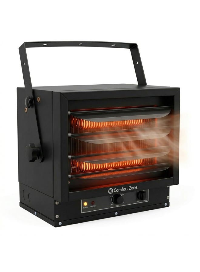 Comfort Zone CZ220BK-EU 240V 5000 Watt Roof Corded Industrial Garage and Shop Heater with Dual Button Control, Black - Image 1