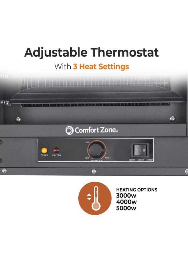 Comfort Zone CZ220BK-EU 240V 5000 Watt Roof Corded Industrial Garage and Shop Heater with Dual Button Control, Black - Image 4