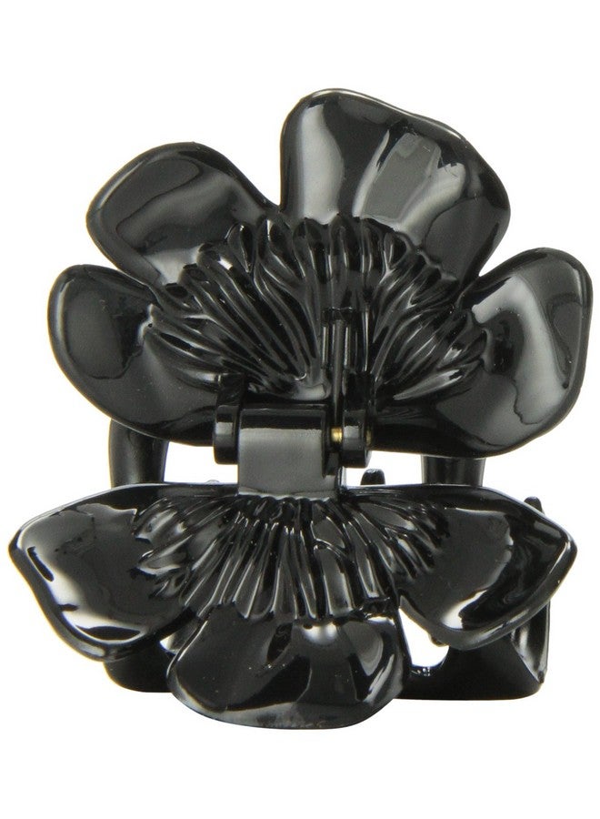 CARAVAN Rose With Covered Spring And Flat Teeth Black Hair Claw - Image 2