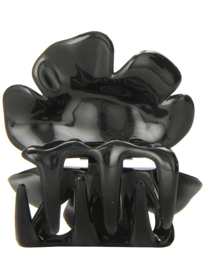 CARAVAN Rose With Covered Spring And Flat Teeth Black Hair Claw - Image 1