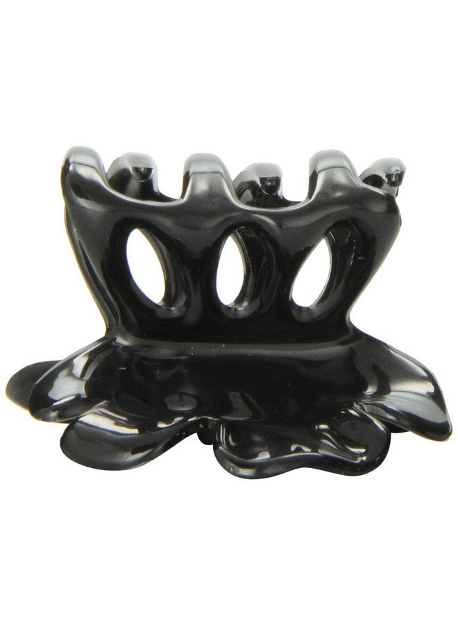 CARAVAN Rose With Covered Spring And Flat Teeth Black Hair Claw - Image 3